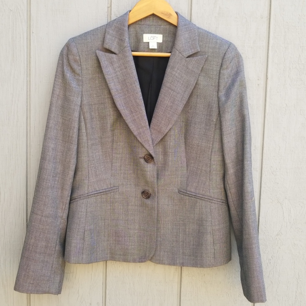 Ann Taylor Gray Plaid Blazer